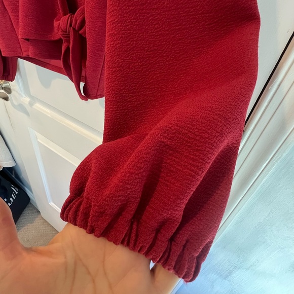 Texture & Thread Madewell Shirt V-front L/S, Red Size XS cross tie - Picture 6 of 12